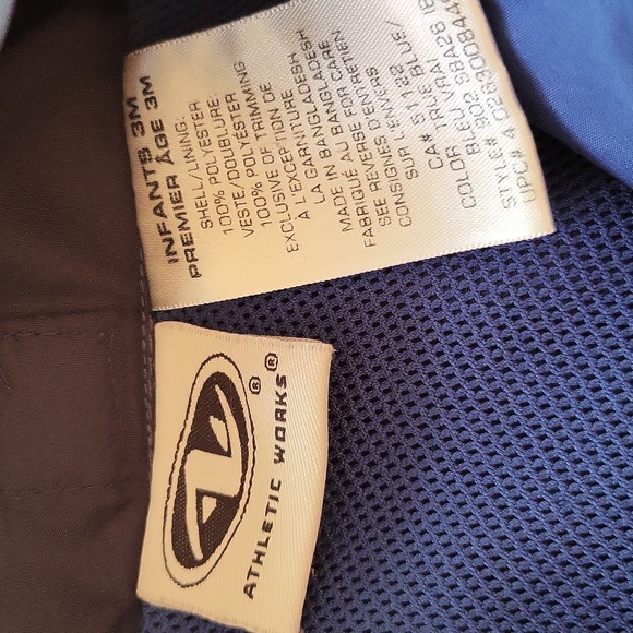 "SPORT" blue nylon zip up hooded windbreaker jacket - Picture 3 of 4